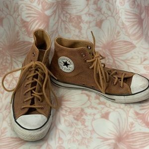 Leather high top converse